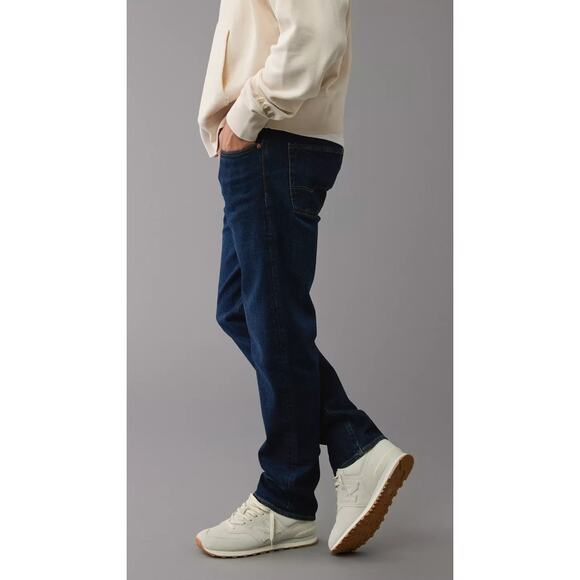 American Eagle AirFlex+ Original Straight Jeans Mens 40x32 Denim New Rich Indigo - Picture 2 of 12